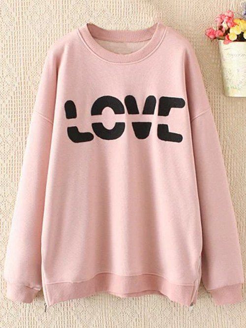 

Plus Size Zipper Embroidered Sweatshirt, Pink