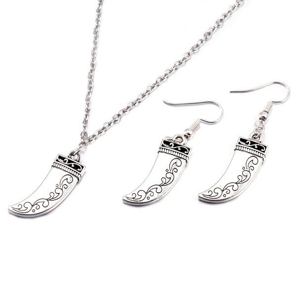 

Knife Necklace and Earrings, Silver