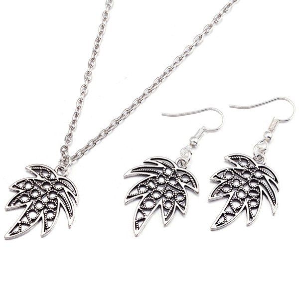 

Leaf Necklace and Earrings, Silver