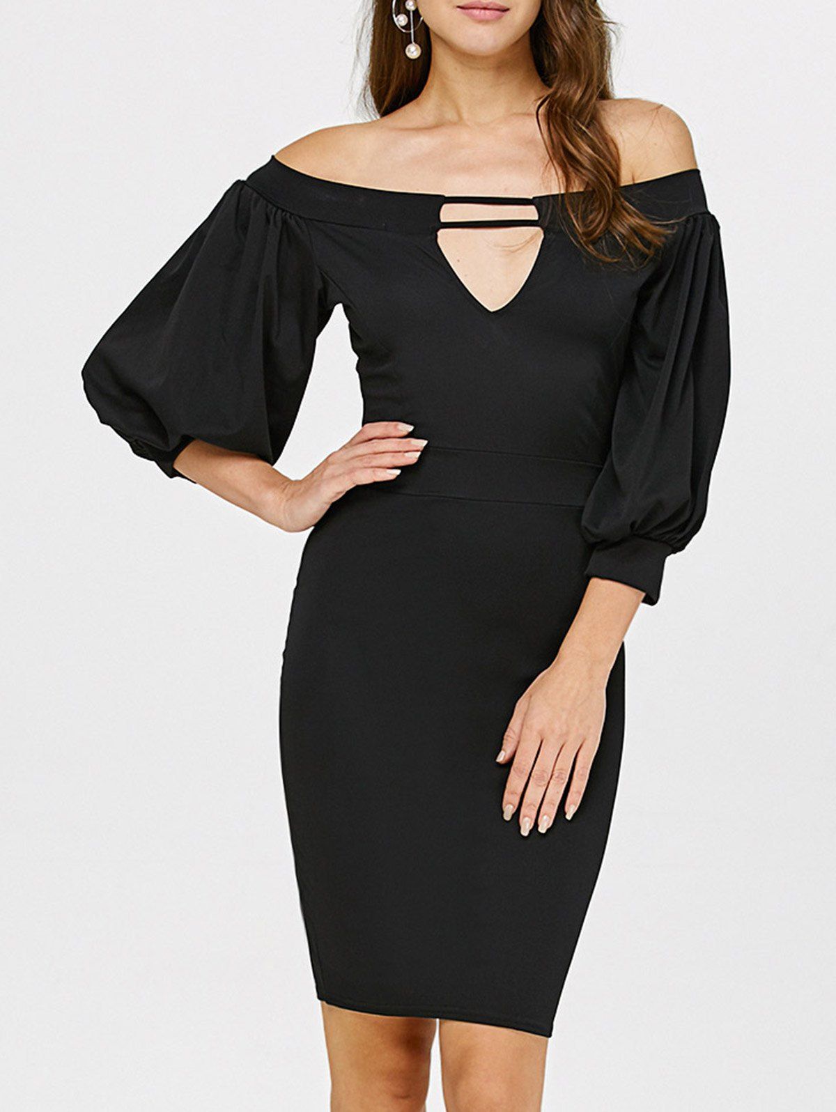 [41 OFF] 2021 Off The Shoulder Puff Sleeves Bodycon Dress