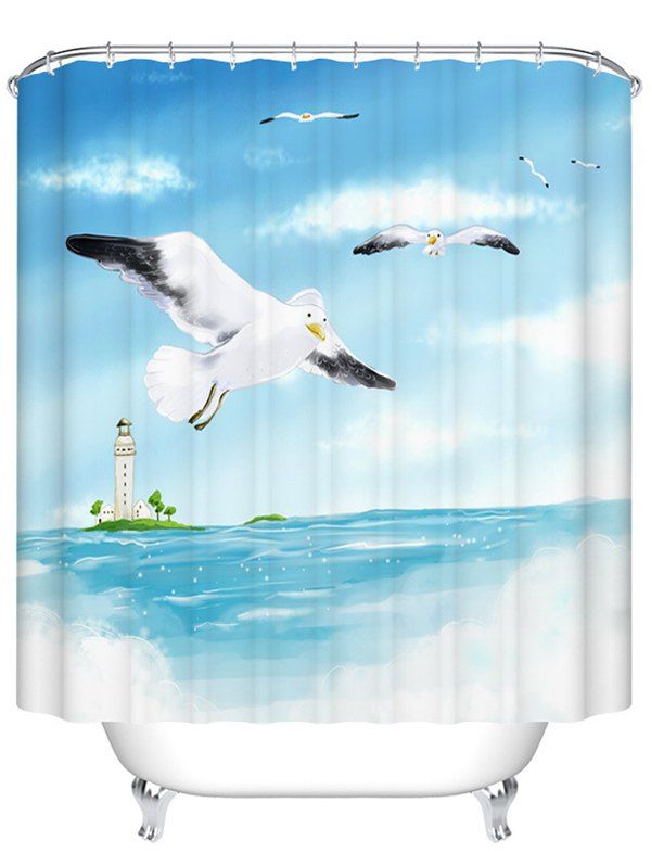 

Sea Gull Polyester Waterproof Bathroom Shower Curtain, Light blue