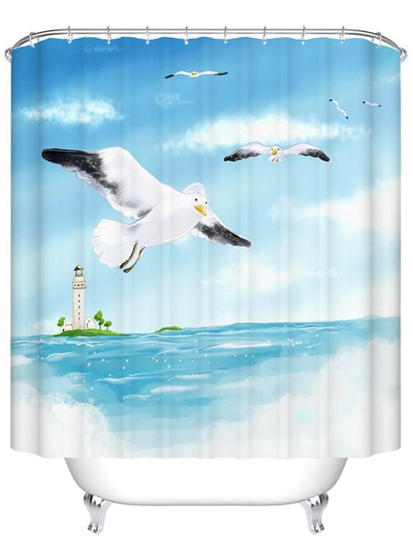 Rideau de douche Polyester imperméable à l'eau de bain Sea Gull - Bleu clair 200CM*200CM