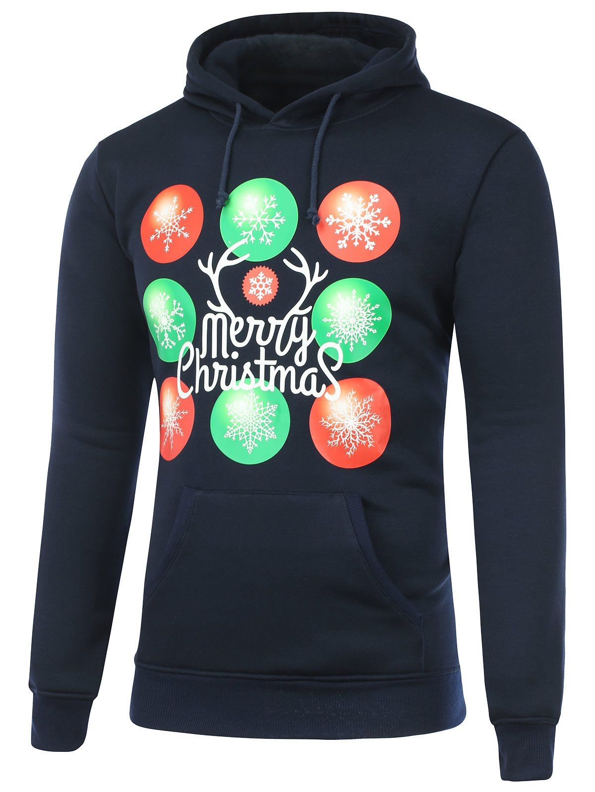 

Pocket Snowflake Printed Christmas Hoodie, Cadetblue