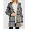 Manteau à capuche en laine écossaise mélangée - Gris S