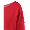 Skew Neck Pullover Sweatshirt With ELK Patterned - RED M