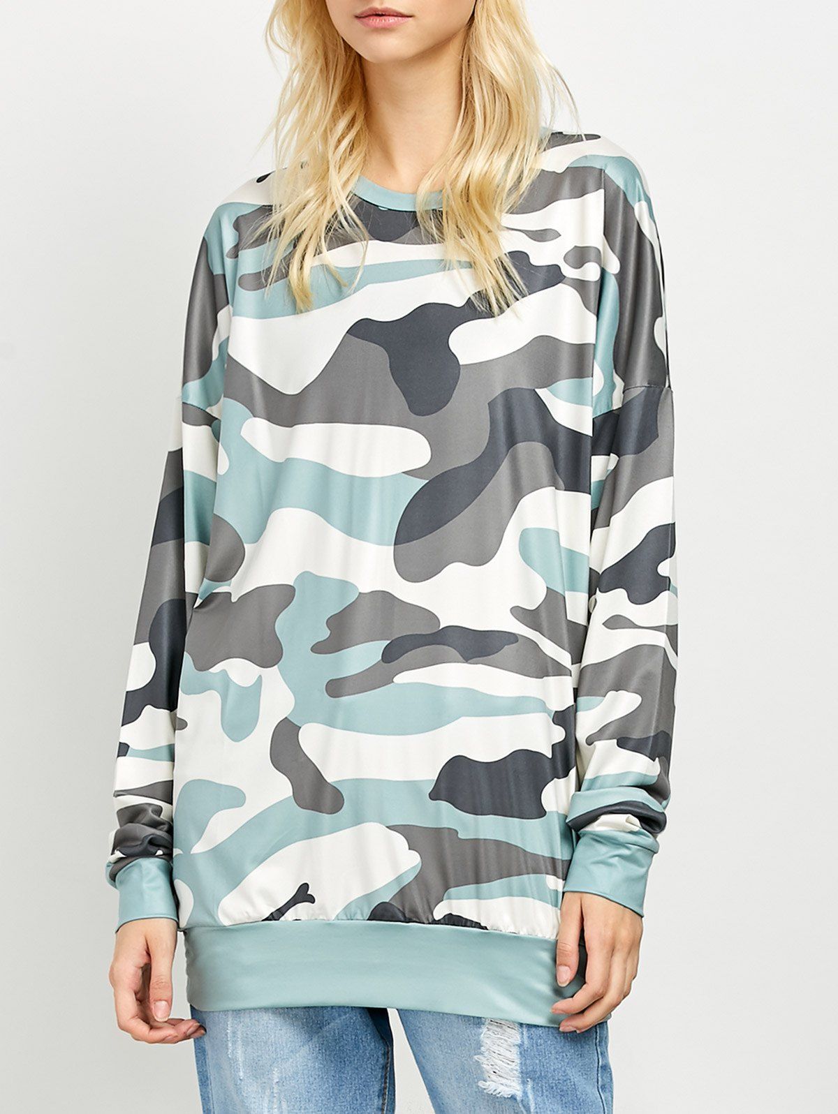 

Camo Long Sleeve Mini Dress, Camouflage color