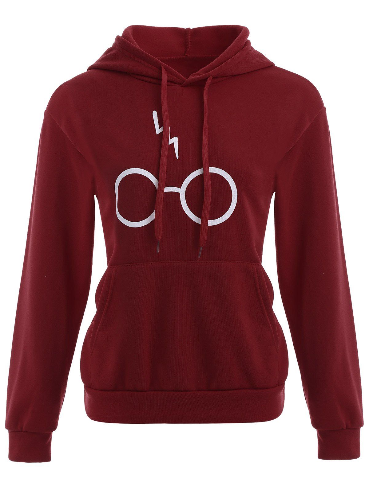 

Pullover Graphic Kangaroo Pocket Hoodie, Wine red