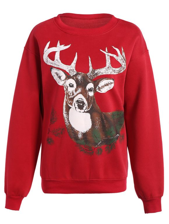 pull Cerf sika Imprimer col rond  de Noël - Rouge ONE SIZE