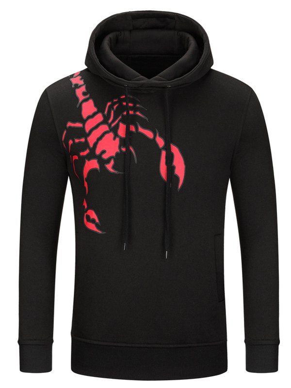 

Sportive Scorpion Printed Pullover Hoodie, Black