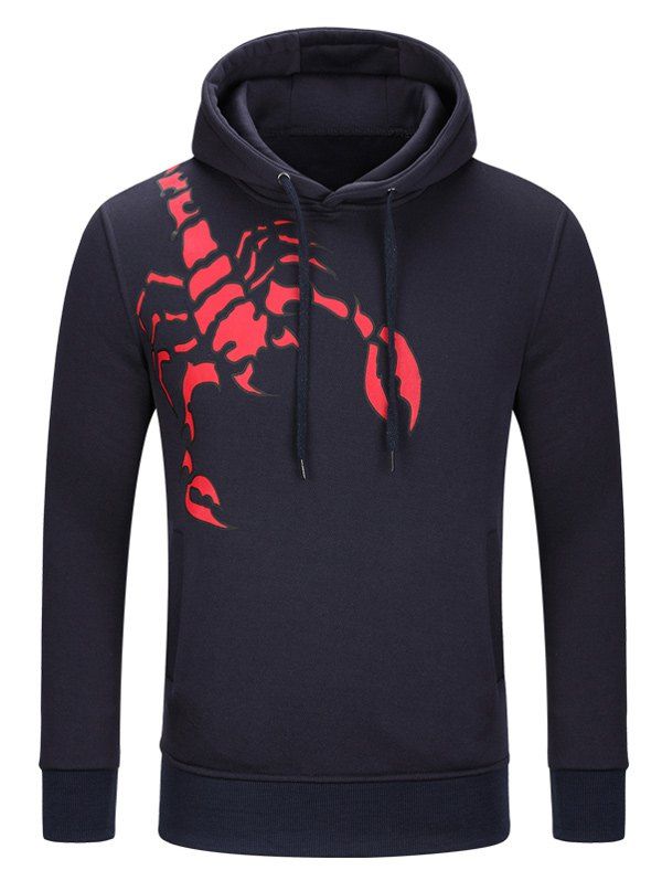 

Sportive Scorpion Printed Pullover Hoodie, Purplish blue