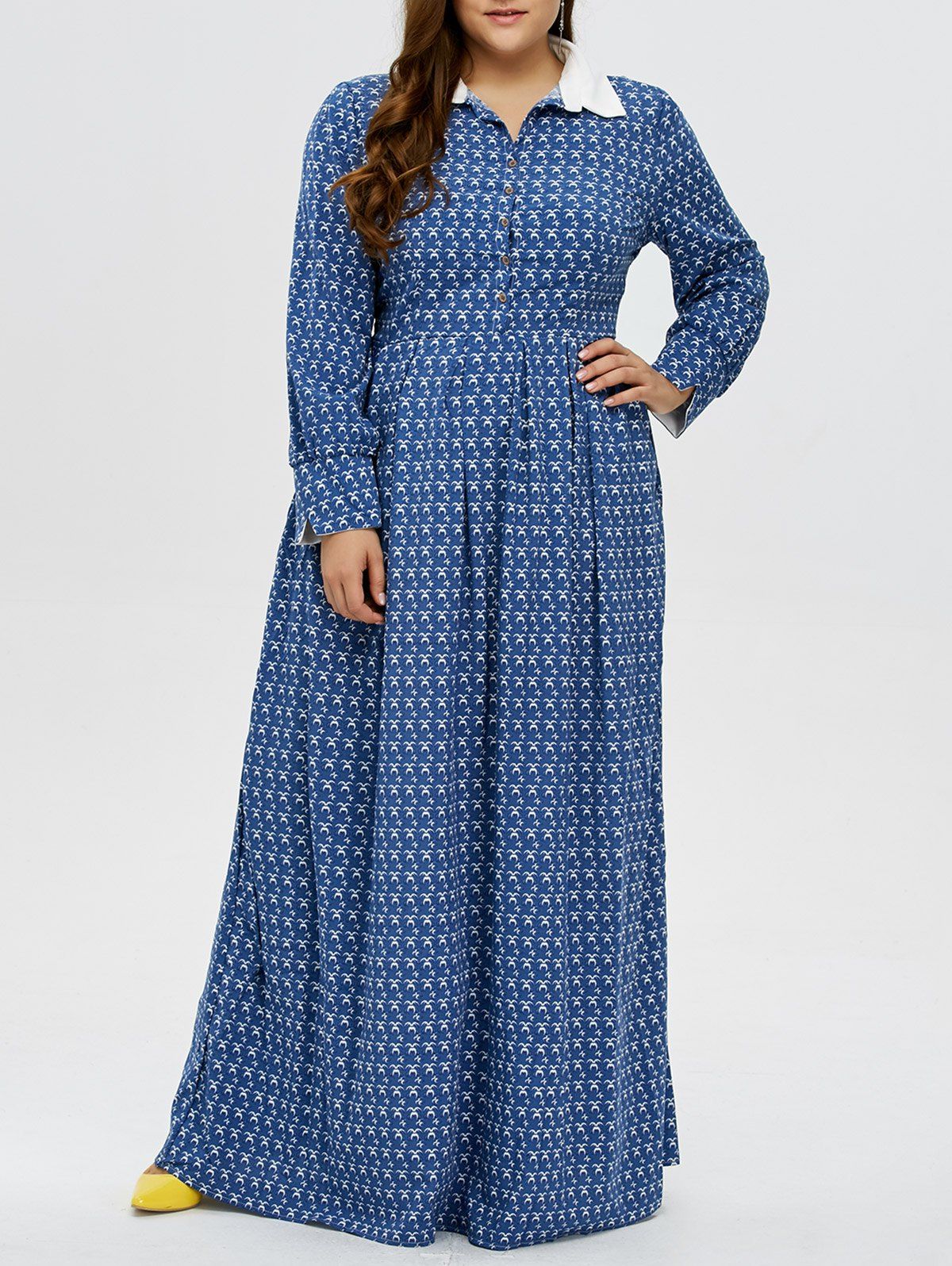 

Plus Size Printed Maxi Dress, Blue