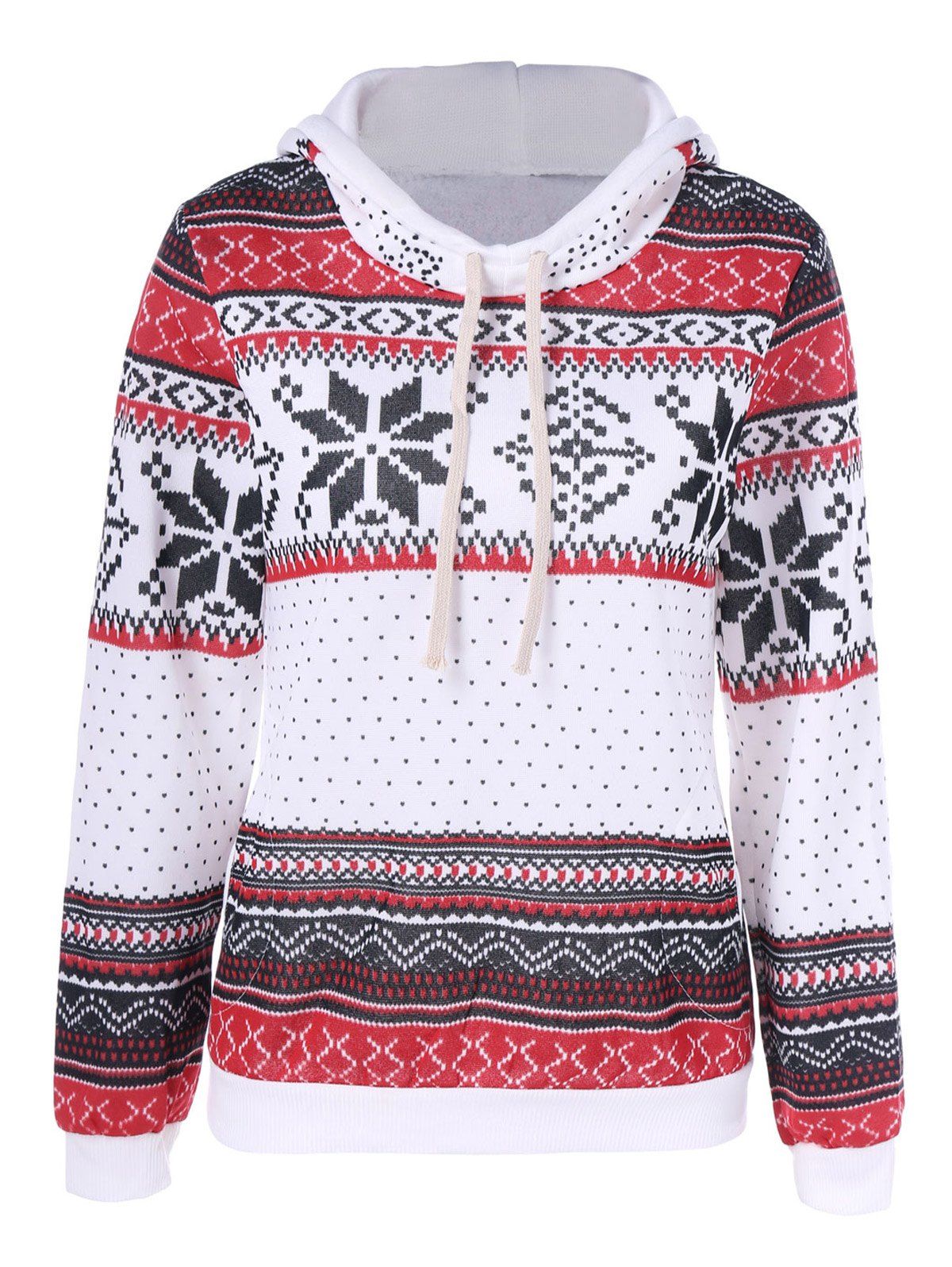

Geometrical Trible Print Pullover Hoodie, White