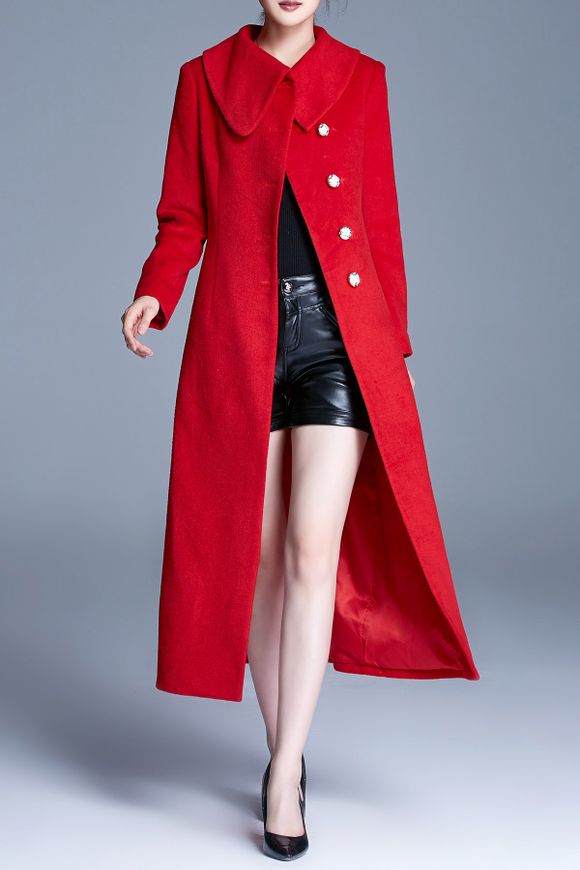 Manteau droit à double poche - Rouge 2XL