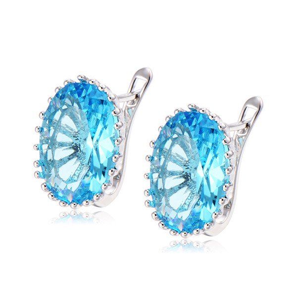 

Oval Faux Crystal Earrings, Blue