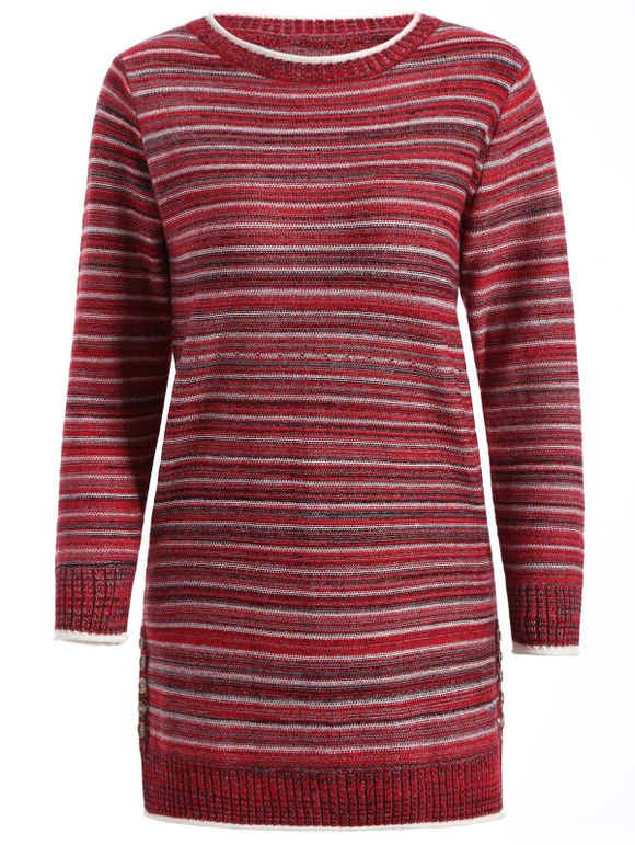 Pull long rayé - Rouge ONE SIZE