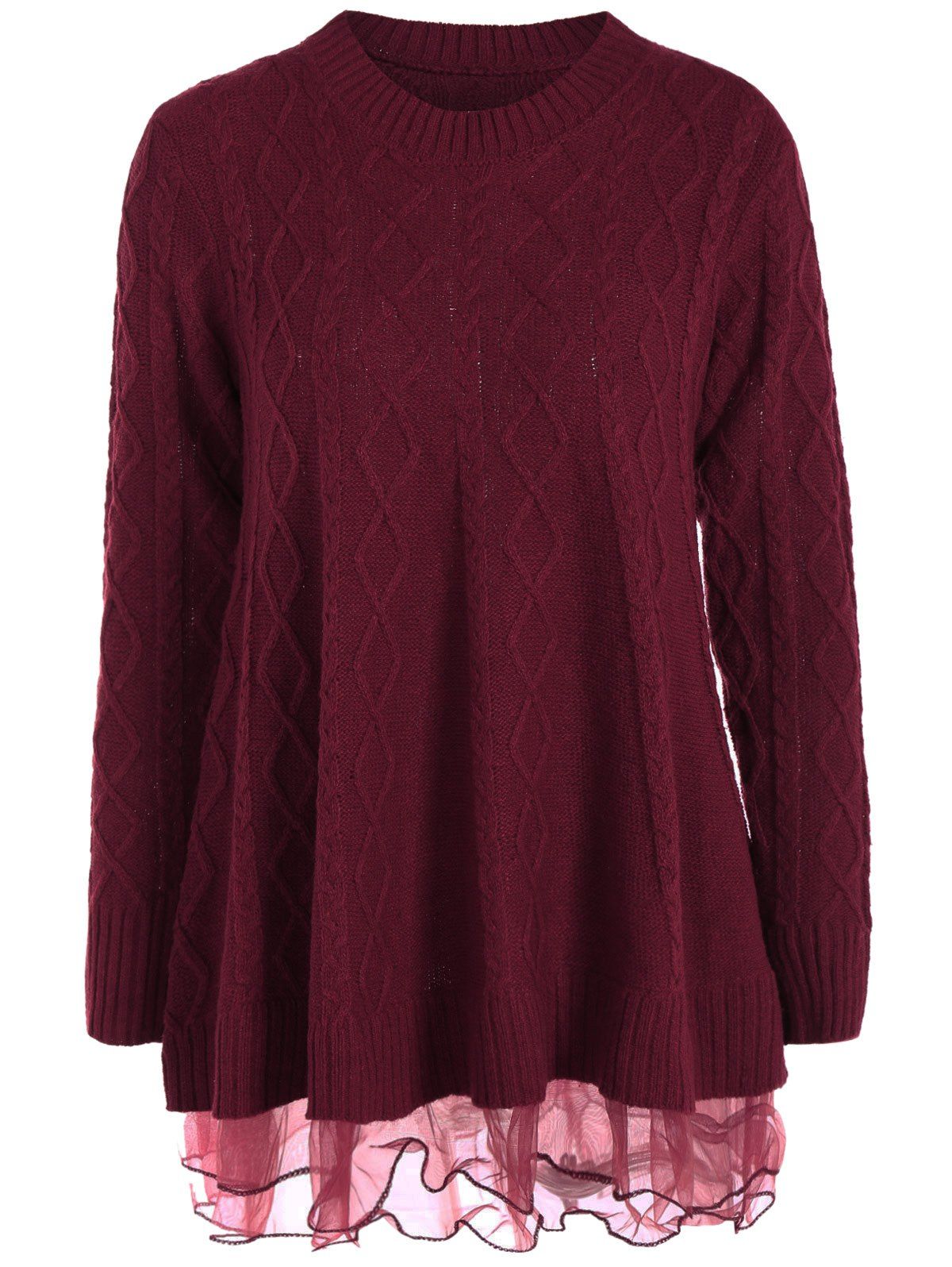 

Cable Knit Pullover Sweater, Burgundy