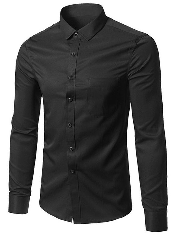 Chemise  à manches longues  avec boutton - Noir 4XL