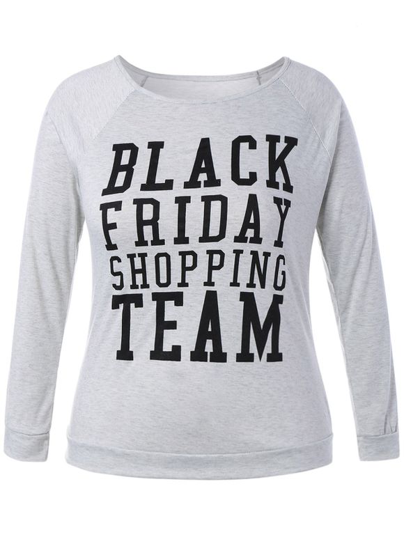 T-shirt noir vendredi Imprimé de Noël à grande taille - Gris Clair 3XL