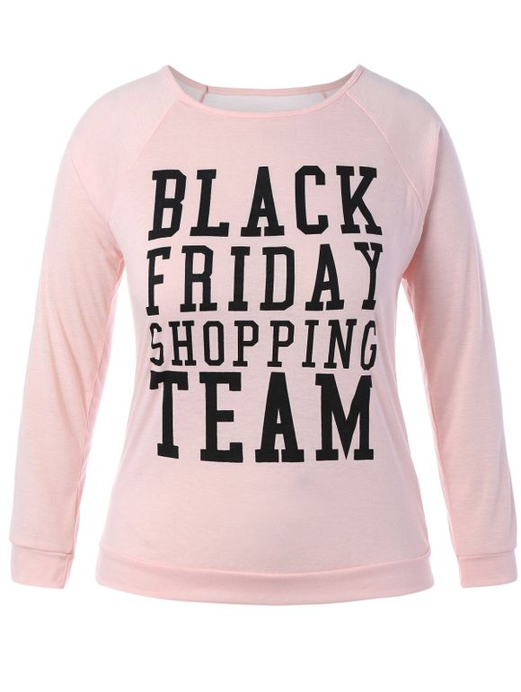 T-shirt noir vendredi Imprimé de Noël à grande taille - Rose 2XL