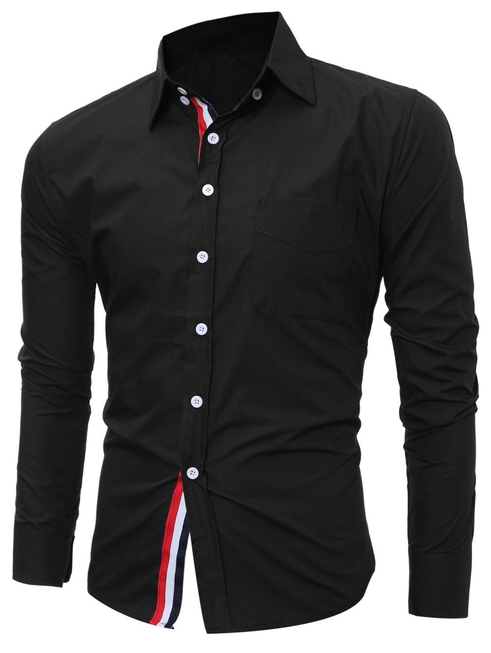 

Pocket Striped Button Down Shirt, Black