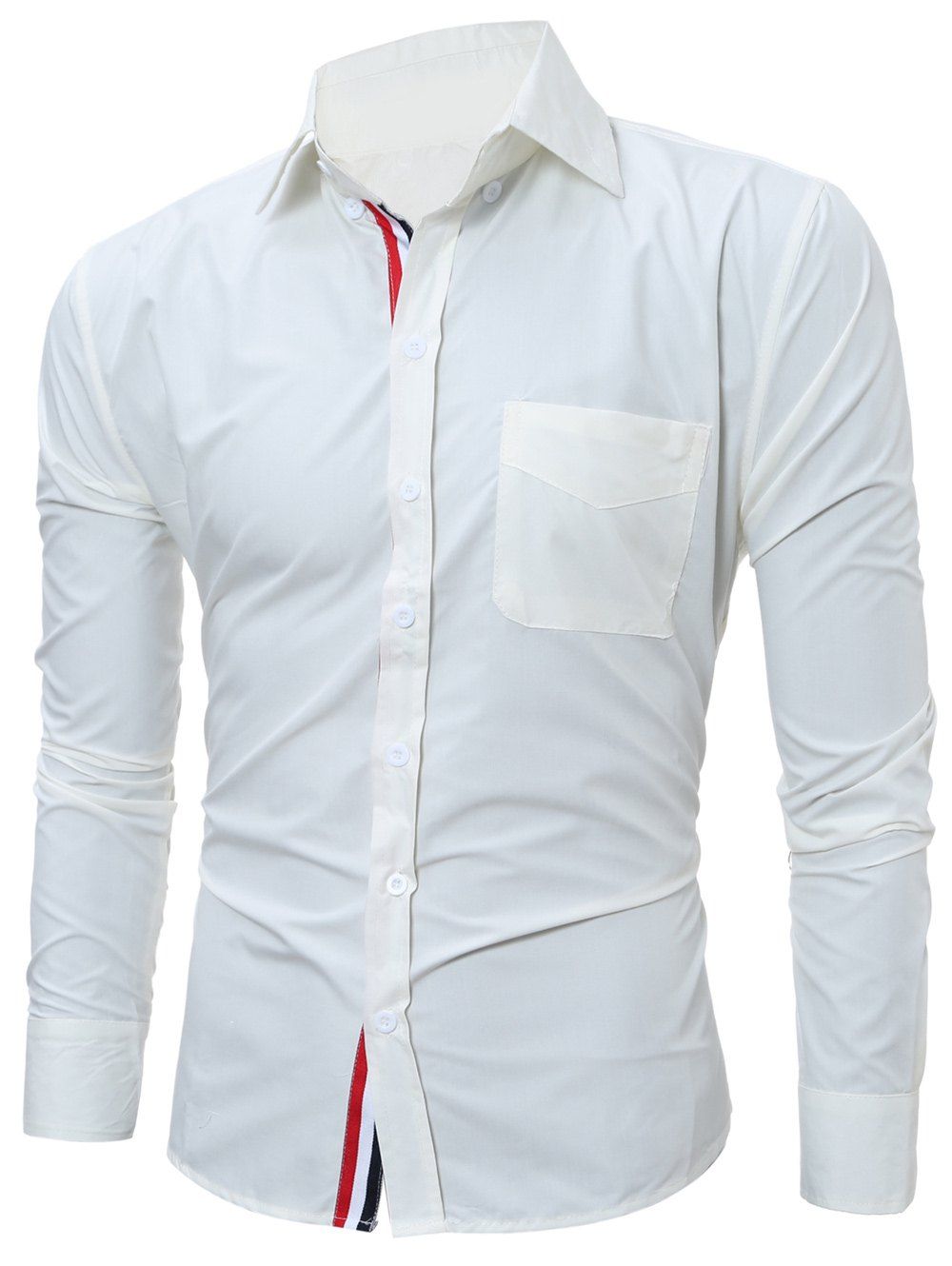 

Pocket Striped Button Down Shirt, White