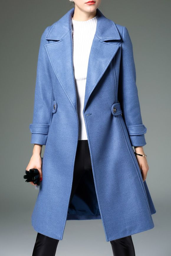 Manteau en laine mélangée ligne A droit - Bleu clair S