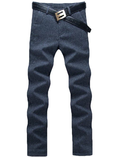 

Zipper Fly Straight Leg Heather Pants, Blue