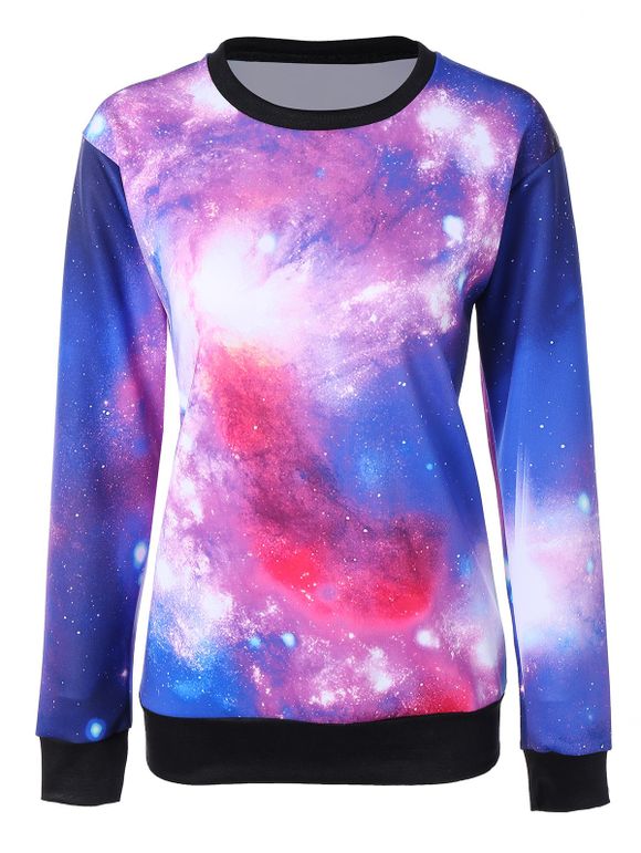 Sweat-shirt imprimé de galaxie à col rond - multicolore S