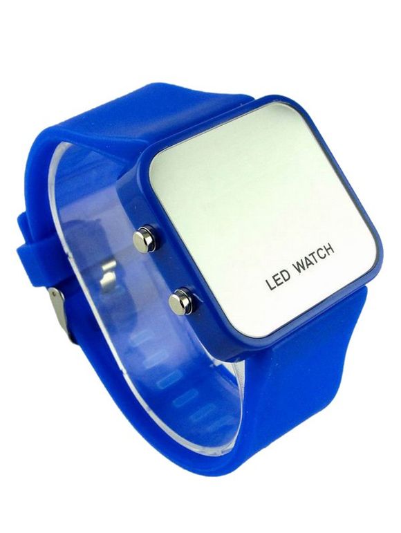 Montre digitale LED avec bracelet en silicone - Bleu 