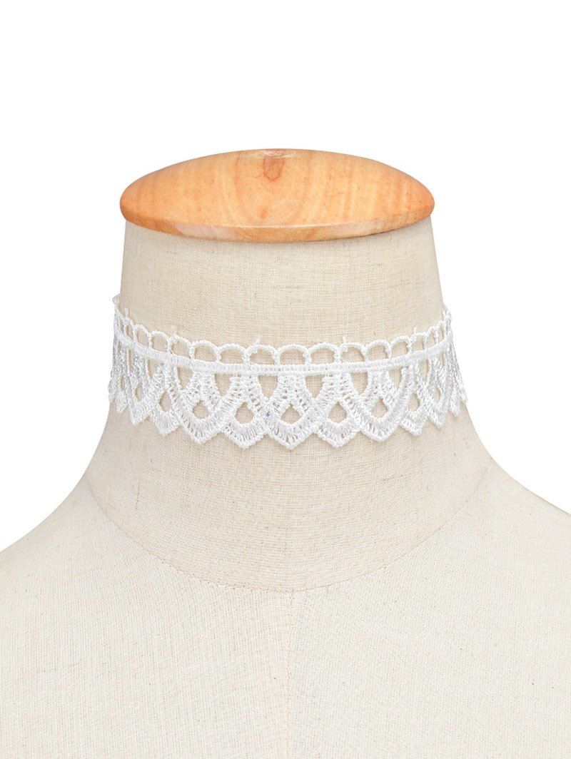 

Vintage Lace Geometric Choker Necklace, White