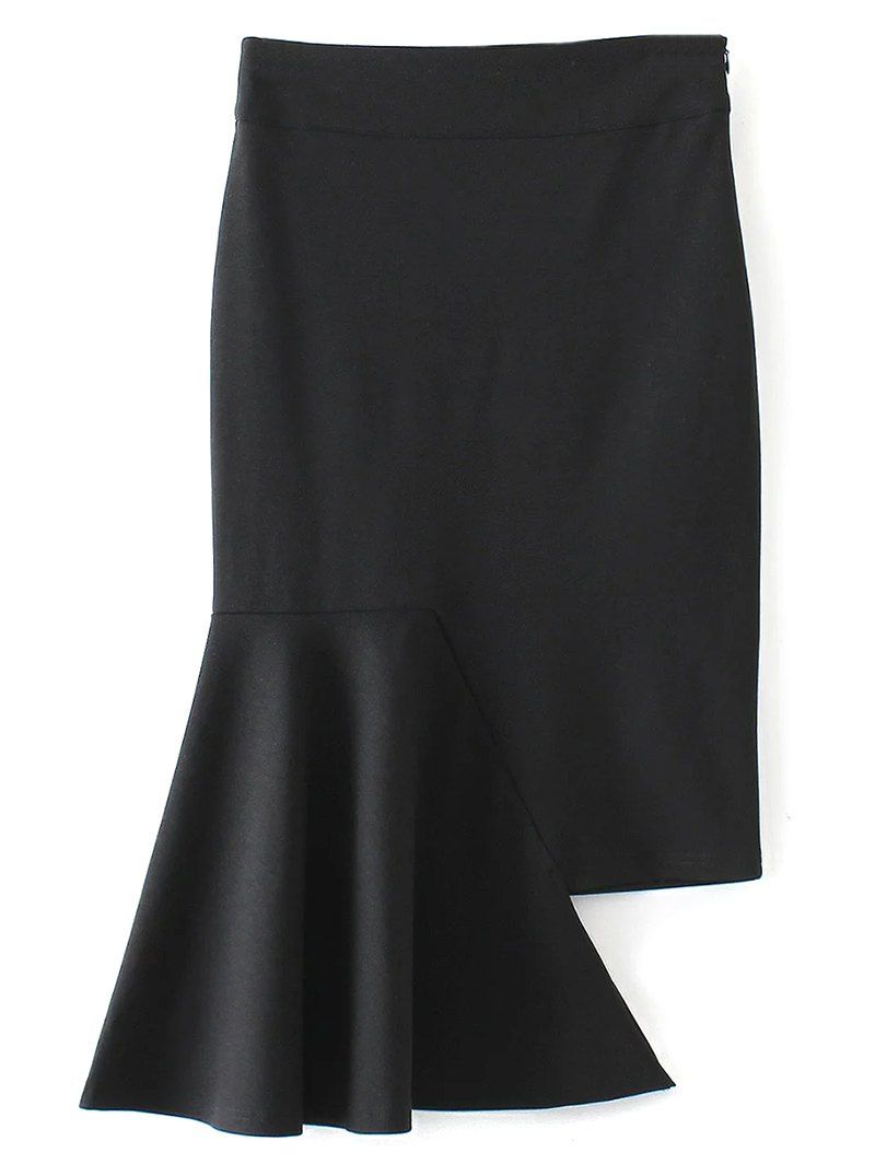 

Bodycon Asymmetric Mermaid Skirt, Black