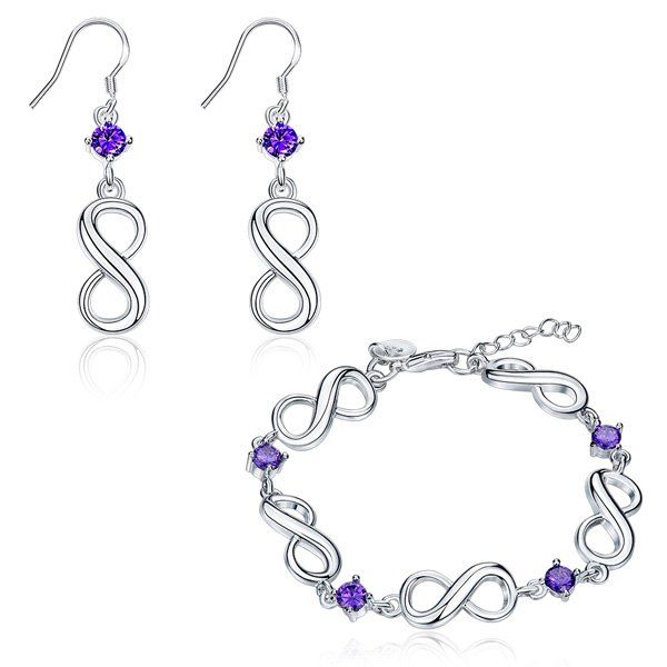 

Infinity Rhinestone Earrings and Bracelet, Silver