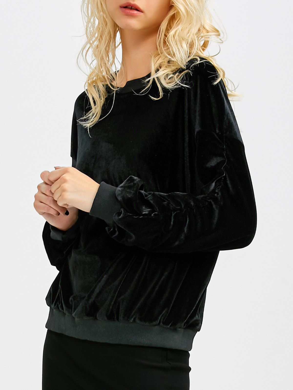 

Velvet Ruched Sweatshirt, Black