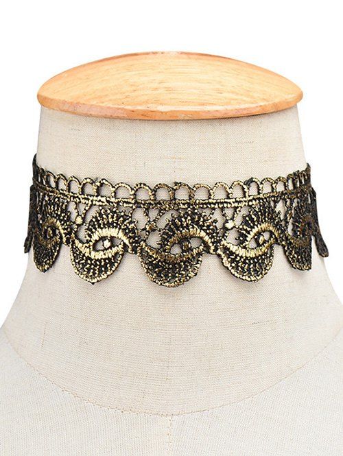 

Hollow Retro Wide Choker Necklace, Golden