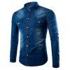Chemise en jean avec bouton et poche - Bleu profond M