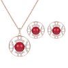 Collier de perles et boucles d'oreilles de perles  en strass et en forme de circle - Rouge 