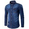 Chemise en jean avec des poches à boutons en strass - Bleu clair M