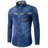 chemise en jean avec poches épissées  Imprimé Totem à col relevé - Bleu clair 2XL