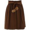 Mini jupe plissée avec ceinture - Kaki ONE SIZE