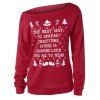 Sweatshirt à col incliné et imprimé en motif à lettres de Noël - Rouge S