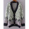 Striped Fluffy Cardigan ouvert - Vert ONE SIZE