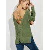 Backless Lace Up Ribbed Sweater - GREEN 2XL