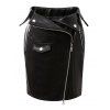 Zip-Up PU Leather Bodycon Skirt - BLACK S