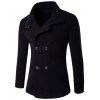 Manteau en laine mélangée ceinturé à col montant avec boutonnage unique - Noir 2XL