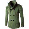 Manteau en laine mélangée ceinturé à col montant avec boutonnage unique - Vert 2XL