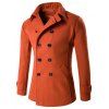 Manteau en laine mélangée à col tailleur avec boutonnages doubles - Orange XL