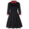 Robe évasée midi à col Claudine - Noir L