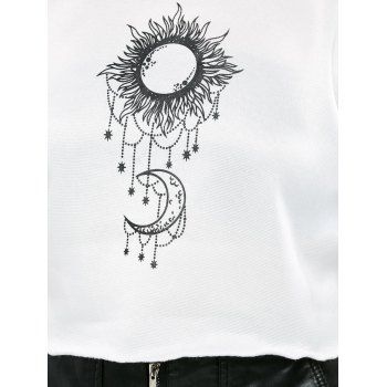 Sun and Moon Print Cropped Sweatshirt