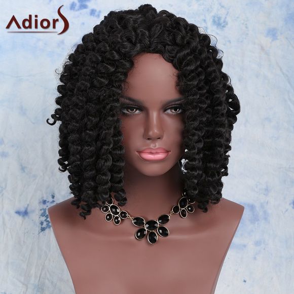 Perruque de Cheveux Branchée Synthétique Africaine Courte Bouclée Pour Femme en Brun - Noir Marron 