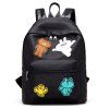 Nylon Cartoon Patches Backpack - BLACK 